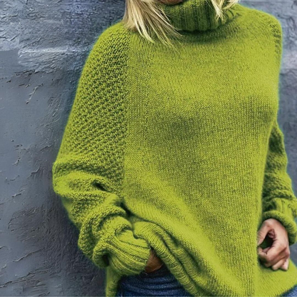 Eleganza™ | Angela Elegant Turtleneck Sweater Apple Green