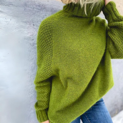 Eleganza™ | Angela Elegant Turtleneck Sweater Apple Green