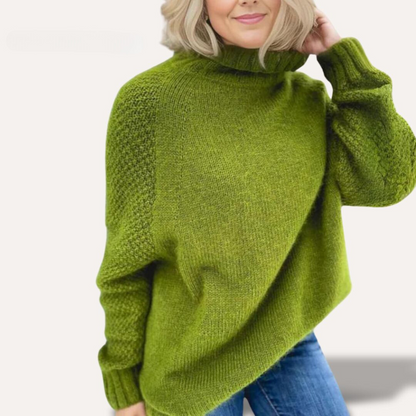 Eleganza™ | Angela Elegant Turtleneck Sweater Apple Green