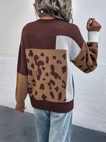 Le Clair™ | Vintage Leopard Patchwork Sweater