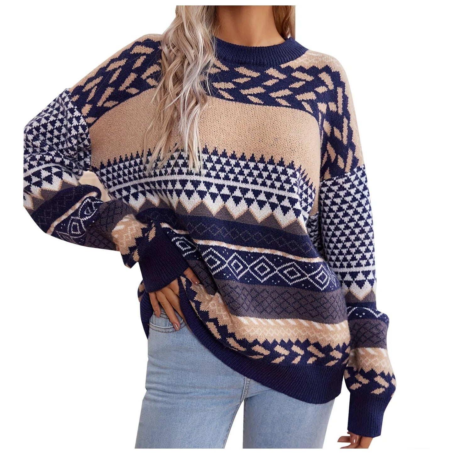 Le Clair™ Retro Strikket Kontrast Sweater